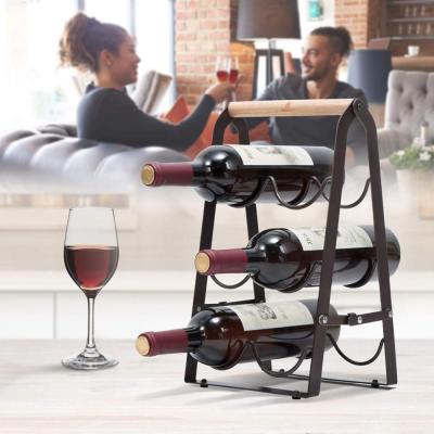 China Viable Wholesale Metal Wine Display Rack Kitchen Racks And Holders Wine Holding Table Rack for sale