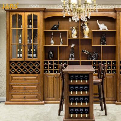 China European Solid Wood Red Wine Cabinet Style Red Oak Display Wine Cabinet for sale