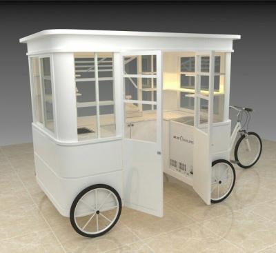 China Modern Custom Mobile Ice Cream Bicycle Cart , Cake Kiosk Cart With Wheels For Shopping Mall for sale