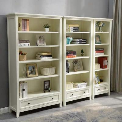 China Environmental Friendly American Style Children's Bookshelf Rack Floor White Storage Cabinet Solid Wood for sale