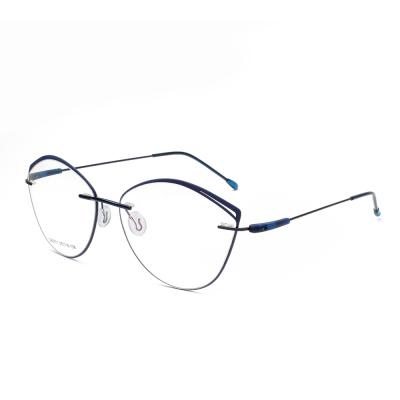 China Optical Frame Fashion Metal Women Rimless Glass Frames for sale