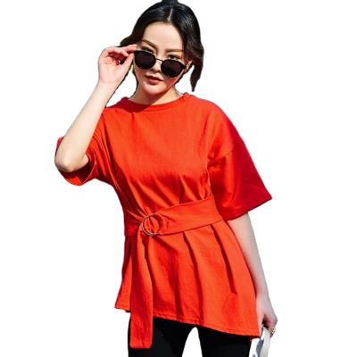 China Breathable Anti Wrinkle Anti Wrinkle Plain Dyed Polyester Customizable Women's T-Shirts for sale