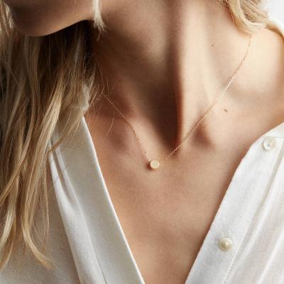 China Environmentally Friendly Luxury Mini Coin Necklace Women Jewelry Gold Plated Small Stainless Steel Pendent Necklace for sale