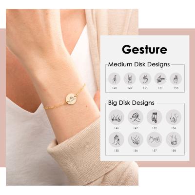 China 2020 Hot Sale Environment Friendly Ladies Gesture Hand Bracelets Jewelry Stainless Steel Coin Bracelet For Woman for sale