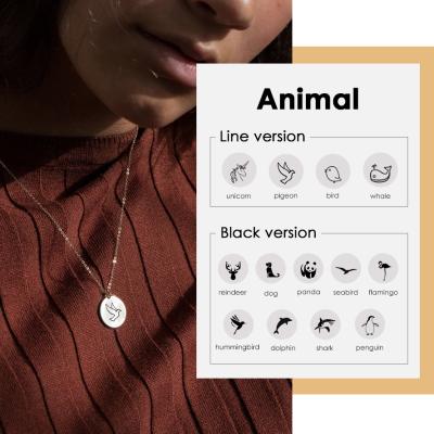 China Environmental Friendly Custom Personalized Cute Animal Series Stainless Steel Laser Gold Pendant Necklace Girls for sale