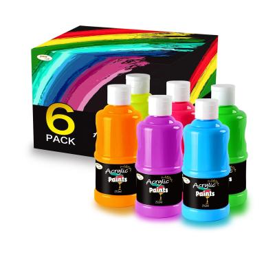 China Global Hot Selling Environmental Neon Colored 250ml Acrylic Paint 6-Pack for sale