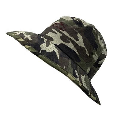 China RTS Outdoor Wholesaler Foldable Embroidery Bucket Hat Covers Army Green Camper Bucket Hat Camouflage Military Hat for sale