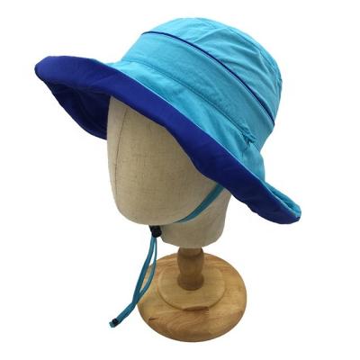 China 2019 Image Outdoor Anti-UV Reversible Side Double Use Foldable Beach Hats Bucket Hat With String for sale