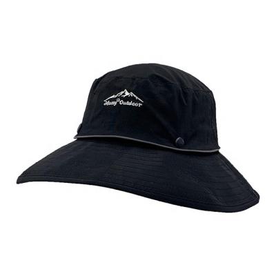 China Factory wholesale custom image RTS logo100% polyester mesh bucket hat with reflective stripe and string jungle hat for camping for sale