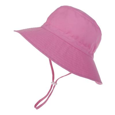 China Wholesale Foldable Pure Color Picture RTS Child Bucket Hat With String UV Protection Summer 99% Sun Breathable Hats For Kids for sale