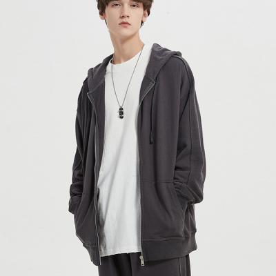 China Vintage 100%cotton custom heavy duty hoodie 350gsm men's anti-wrinkle low moq full zipper black hoodie for sale