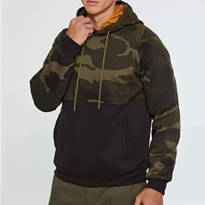 China Anti-wrinkle huili factory men camouflage pattern panel design custom branded hoodies oversized men pullover hoodie for sale