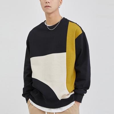 China Custom Color Block Sweatshirt Anti-Wrinkle China Suppliers OEM Crewneck Men Oversized Sweatshirt for sale