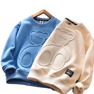 China 2021 new fashionable embossed shirt children's long sleeve dipping shirt batting striped T-shirt dipping shirt cotton for sale