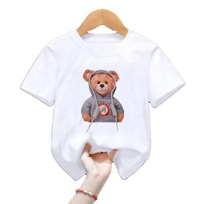 China 2021 Cute Children's Wear 2021 Short Sleeve Little Boy Little Boy Summer 3D Bear Simple Clean Short Sleeve Cotton 3D T-shirt [No String] for sale