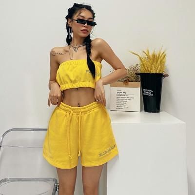 China New and sexy summer girl dance costume slim hot sports suit fashion female friends shorts tube top clothes for sale