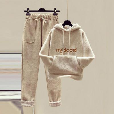 China 2021 fashion women's clothing plus size sweater thick casual two-piece suit Autumn Winter Fashion Trousers Loose sweater for sale