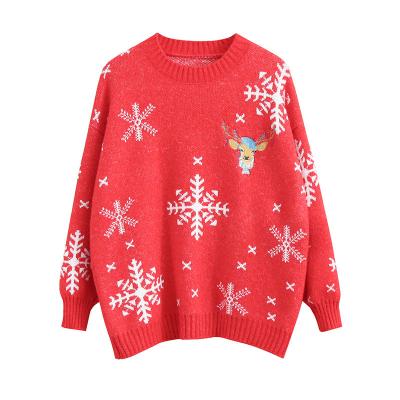 China 2021 Christmas lazy sweater style women net red red deer style lazy style sweater to thicken and loosen sweater for sale