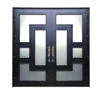 China Sale Wrought Iron Anti-theft Front French Security Door Top Entry With Insect Screen Near Me With Good Price for sale