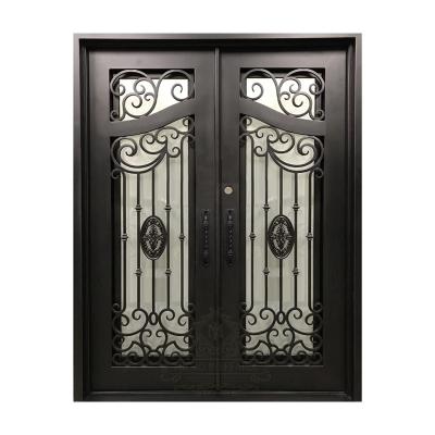 China Customized Classic Entry Anti-theft Front Double French Wrought Iron Security Doors For Sale for sale