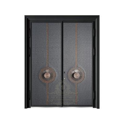 China Luxury design bulletproof cast aluminum bullet proof security double entry door for villa for sale