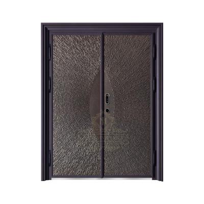 China Theft proof luxury design bullet proof resistant double leaf cast aluminum bullet proof steel security entrance door for villa for sale