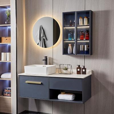 China Modern IP44 high quality bath cabinets luxury basin cabinet modern of furniture cabinets slate stone for sale