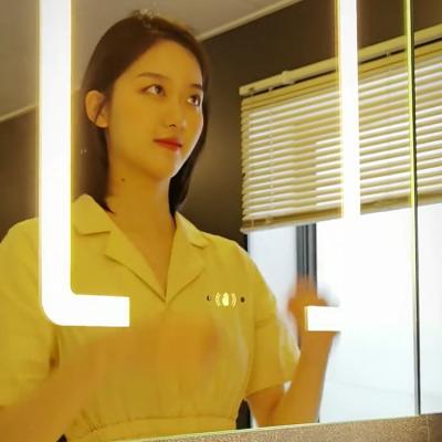 China Pro IR LED Lighted Vanity Kitchen Medicine Mirror Cabinet Hand Field Bathroom Led Smart Mirror Cabinet for sale