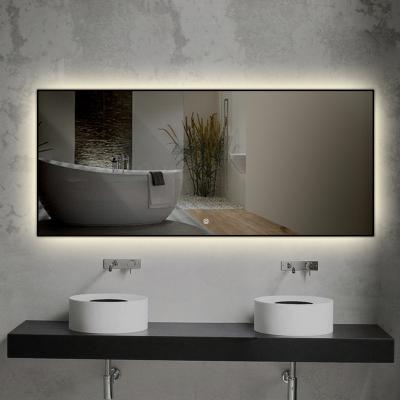 China Fashion Style Bright Narrow Edge Aluminum Alloy Framed LED Bathroom Mirror, Led Iullminated Bathroom Mirror, Backlit Sensor Mirror for sale