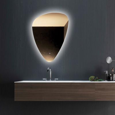 China Handcrafted Luxury Decorative Wall Bath And Dressing Room Mirror With Led Light Silver Irregular Wall Mirror for sale