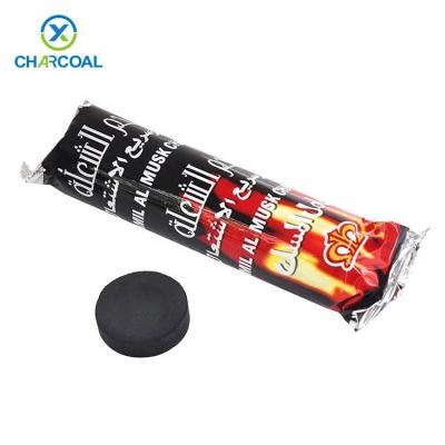 China Smokelss Binchotan Instant Light Charcoal Yaxin Fruit Charcoal Round Shisha Charcoal Tablets Round Charcoal for sale