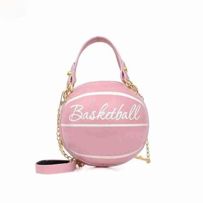 China Fashion Pink Basketball Purses for Teenagers Women Shoulder Bags Crossbody Chain Hand Bags Female Leather Pink Bag Small Totes for sale