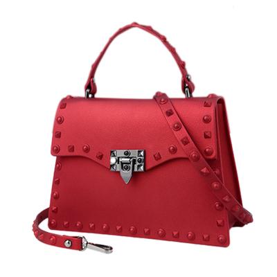 China High Quality Luxury Handbags Women Bags Designer Matte Jelly Package Pvc Leather Messenger Shoulder Bags Rivet Cross - Body Bags For Women 2021 for sale