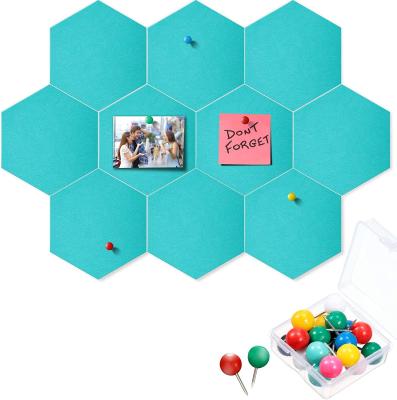 China Hexagonal Felt WALL STICKER Board Bulletin Boards Note Board with 20 Pin Home Office Classroom Wall Decoration for sale