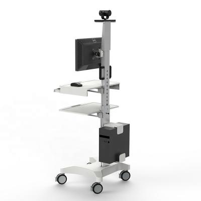 China Adjustable Height Likaymo Cart Medical Cart with Monitor Mount Keyboard Tray Wheels for Hospital Clinic Dental Home Office for sale