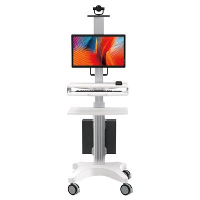 China Height Adjustable Medical Trolley with Adjustable Monitor Mount Motion Computer Cart Workstation for Hospital Home Office Dental School for sale