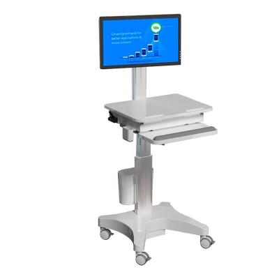 China Modern Adjustable Height Stand Up Medical Office Hospital Mobile Computer Workstation Trolley Trolley for Hospital Workstation for sale