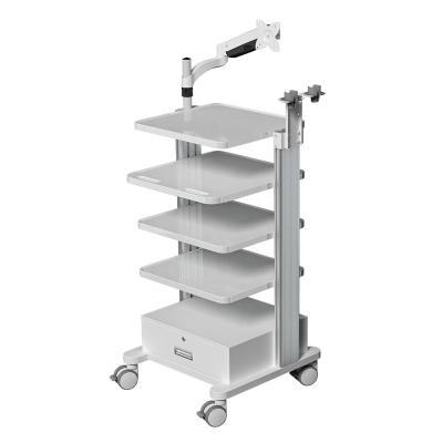 China Modern Hospital Mobile Workstation with Oral Monitor Mount 2 Scanner Stands 4 Layers Medical Trolley Cart Platform Storage for Dental for sale