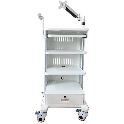 China Modern Hospital Mobile Workstation Trolley With Oral Monitor Mount 2 Scanner Stands 4 Layers Storage Platform Medical Trolley For Dental for sale