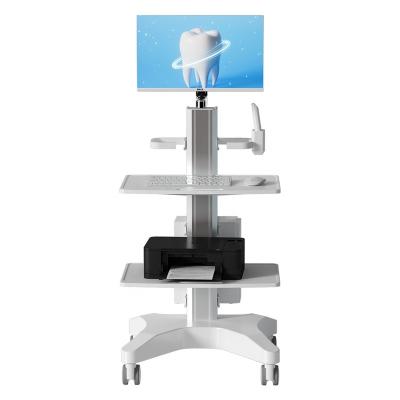 China Wholesale Price New Design Contemporary Hospital Furniture Medical Trolley with Oral Scanner Computer Laptop and 2 Tray for Workstation for sale