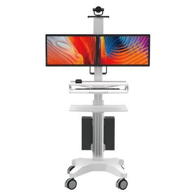 China Null Mobile Dual Monitor Mounts Nurse Medical Trolley Cart Workstation Hospital for Lab Classroom Office Home Dental Clinic for sale