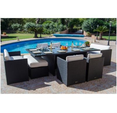 China Eco-freindly Wicker Outdoor Resin Poolside Dining Furniture Set for sale