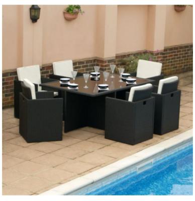 China Eco-freindly Furniture Restaurant Wicker Woven Outdoor Dining Table Chairs for sale