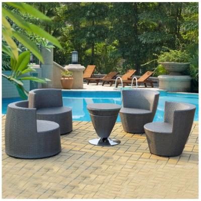 China Eco-freindly Space Saving Furniture Rattan Round Coffee Table And Outdoor Stackable Chair for sale