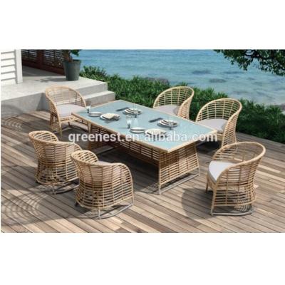 China Eco-freindly New Design Furniture Outdoor Wicker Dining Table Set 6 Chairs for sale