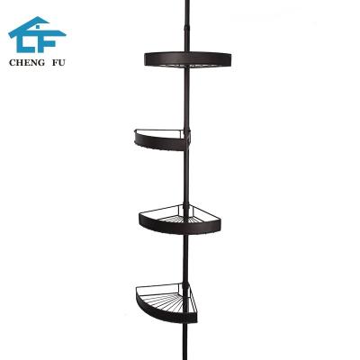 China Brand New Modern Telescopic Storage Racks Corner Rack Hotel Shelf Hotel Wall Mount Tension Pole Bathroom Rack for sale