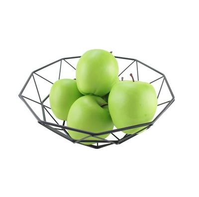 China Sustainable Hot Sale Kitchen Storage Display Countertop Vegetables Rack Wrought Iron Wire Mesh Metal Chromed Fruit Basket for sale