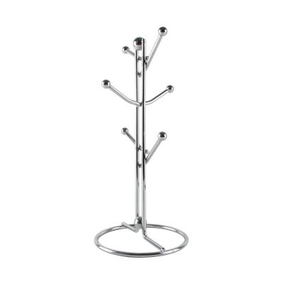 China Metal Wire Coffee Cup Tree Shape Stand Coffee Cup Holder Standable Cup Holders For Counter Organizer With 6 Hooks for sale