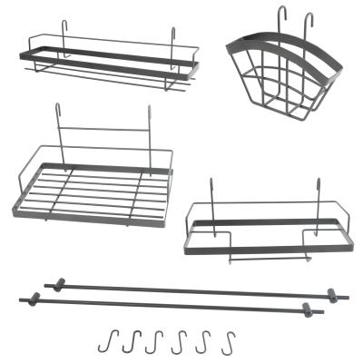 China Traditional 16pcs Wall Mount Kitchen Storage Rack With Hanging Baskets for sale