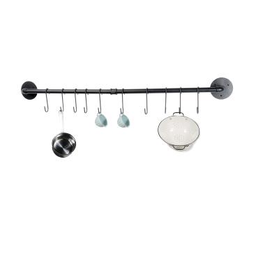 China Heater Wall Mount Kitchen Organization and Storage Rail with 10 S Hooks for Hanging Pots and Pans Set, Black for sale